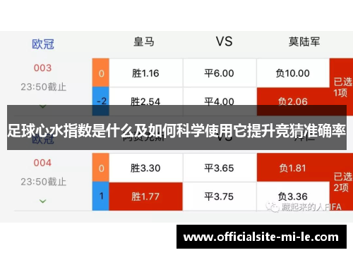足球心水指数是什么及如何科学使用它提升竞猜准确率